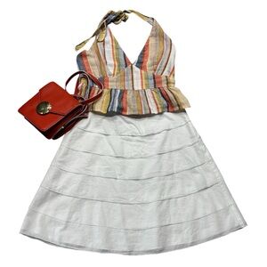 Ann Taylor A-line Flounce Skirt - White Size 2